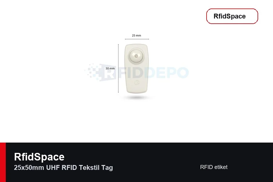 25x50mm UHF RFID Tekstil Tag Yıkanabilir RFID tekstil etiketi