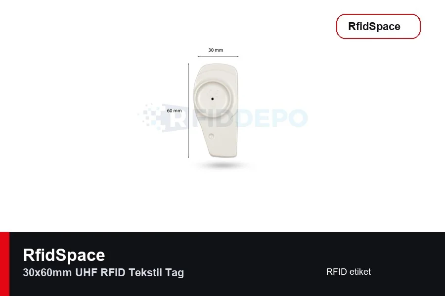 30x60mm UHF RFID Tekstil Tag Yıkanabilir RFID tekstil etiketi