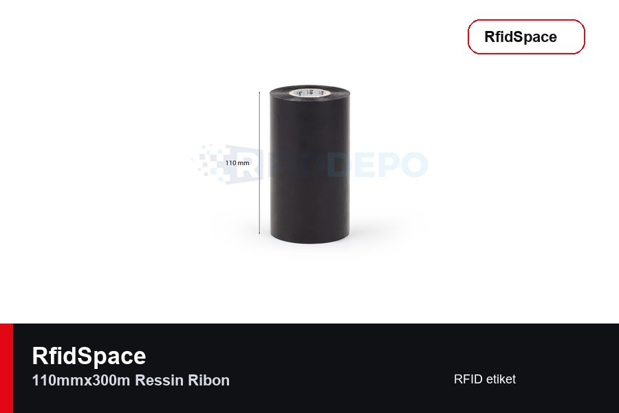 RfidSpace 110mmx300m Ressin Ribon RFID etiket marka ve model bilgili ürün görseli - RfidSpace donanım kataloğu