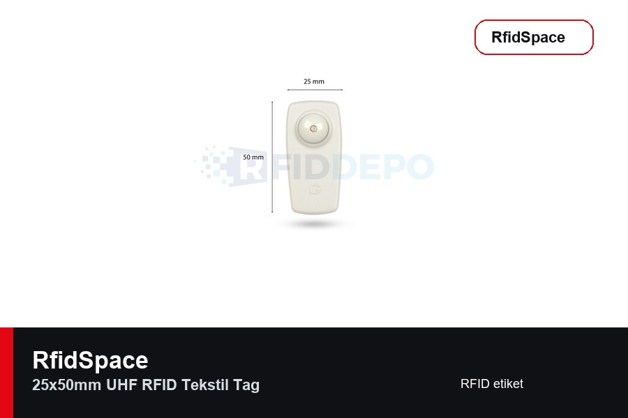 RfidSpace 25x50mm UHF RFID Tekstil Tag RFID etiket marka ve model bilgili ürün görseli - RfidSpace donanım kataloğu