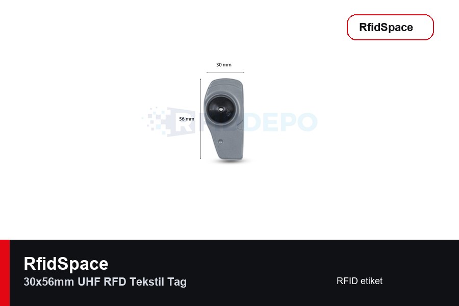 RfidSpace 30x56mm UHF RFD Tekstil Tag RFID etiket marka ve model bilgili ürün görseli - RfidSpace donanım kataloğu