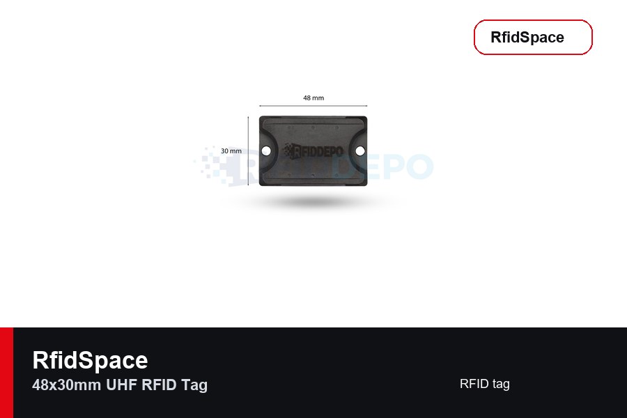 RfidSpace 48x30mm UHF RFID Tag RFID tag marka ve model bilgili ürün görseli - RfidSpace donanım kataloğu