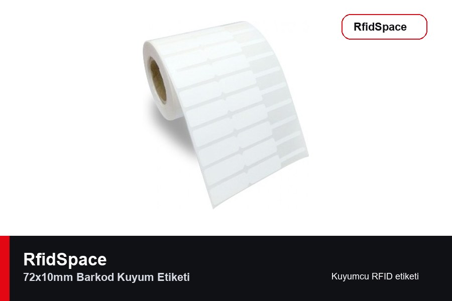 RfidSpace 72x10mm Barkod Kuyum Etiketi Kuyumcu RFID etiketi marka ve model bilgili ürün görseli - RfidSpace donanım kataloğu