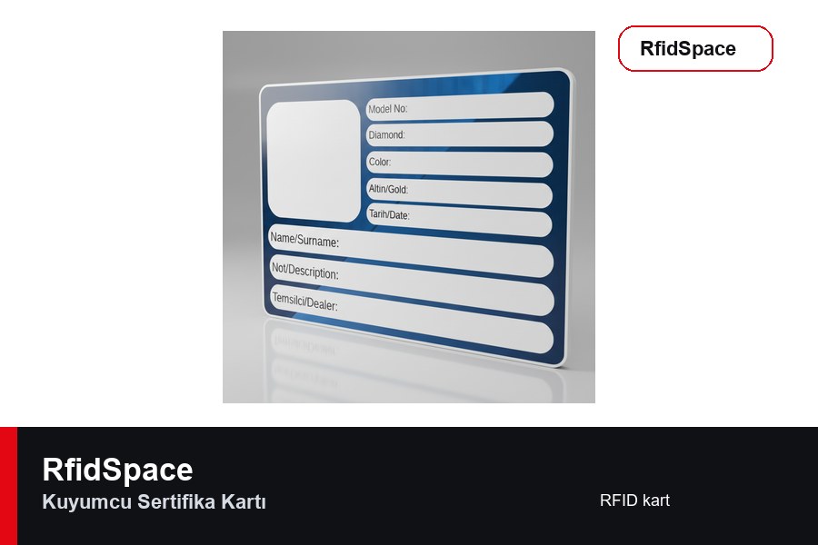 Kuyumcu Sertifika Kartı RFID kart marka ve model bilgili ürün görseli - RfidSpace donanım kataloğu